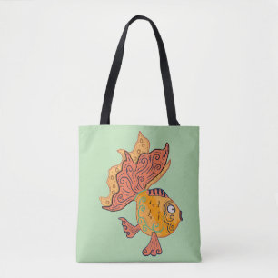 Bolsa Tote Peixe Dourado Arte Popular Caprichosa Fantasia B