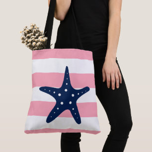 Bolsa Tote Peixe Estrela Azul em Banhas Rosa