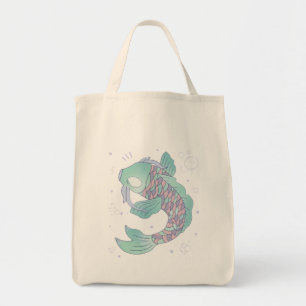 Bolsa Tote Peixe Koi Pastel   Arte Folclórica Subaquática Cap
