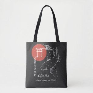 Bolsa Tote Peixe Koi Personalizado Inspirado na Ásia