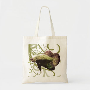 Bolsa Tote Peixe-Lutador-Siameses Betta Dourado