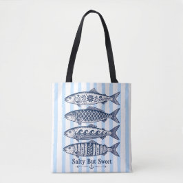 Bolsa Tote Peixe Náutico de Listra Azul Salgado Mas Doce