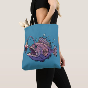 Bolsa Tote Peixe-Pescador Fantasia com Isca Floral