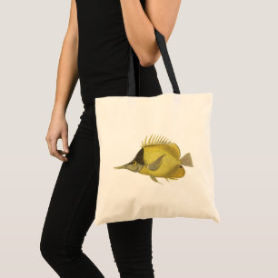Bolsa Tote Peixe Tropical Amarelo Chelmon Longirostris, Vinta