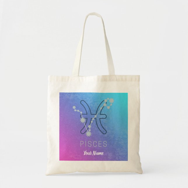Bolsa Tote Peixes Constelação de Horoscópio com Sinal de Estr (Frente)