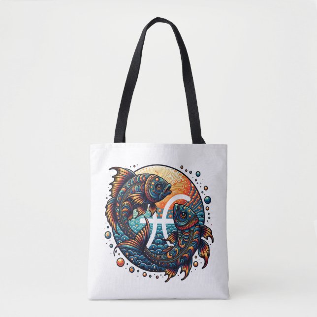 Bolsa Tote Peixes de Sinal de Horóscopo Astrologico Zodiose (Frente)