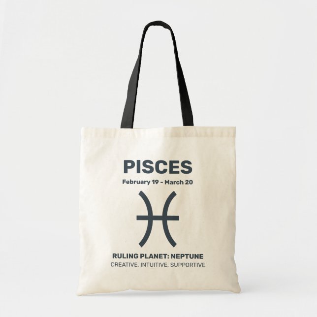 Bolsa Tote Peixes de Sinal Zodiac/Nome Personalizado (Frente)