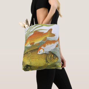 Bolsa Tote Peixes Dourados Koi, Vida Marinha Aquática Antiga