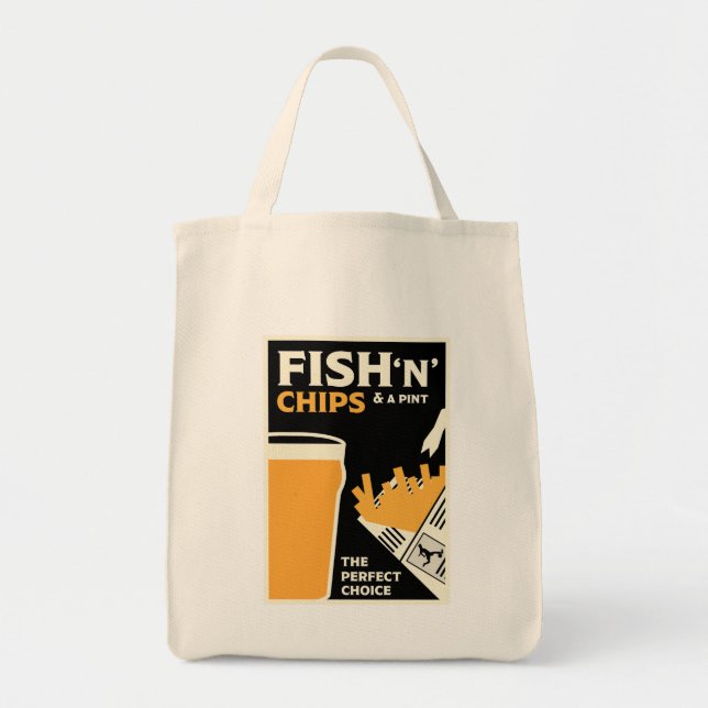 Bolsa Tote Peixes E Chips Britânicos (Frente)