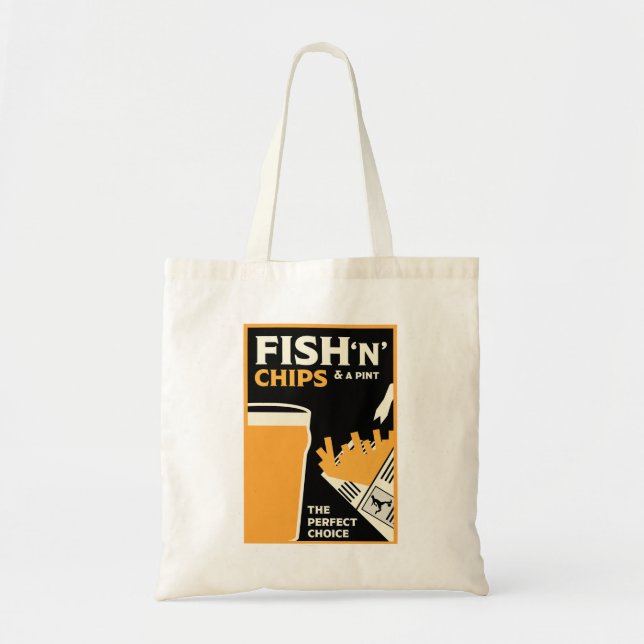 Bolsa Tote Peixes E Chips Ingleses (Frente)