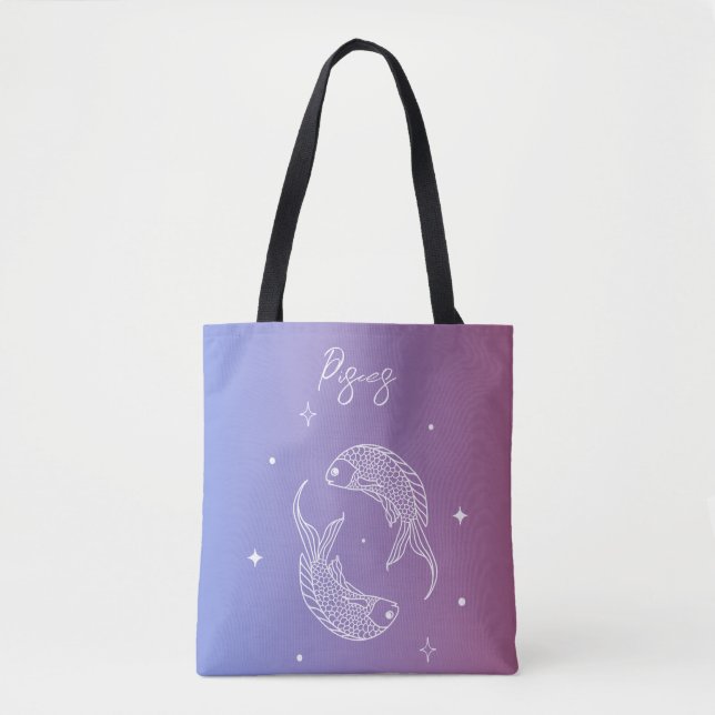 Bolsa Tote Peixes gradiente de sinal de estrela do horóscopo  (Frente)