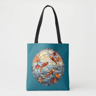 Bolsa Tote Peixes Koi japoneses e Folhas de outono