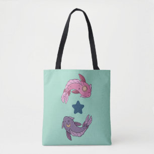 Bolsa Tote Peixes Koi Sol e Lua Arte Celestial de Peixes