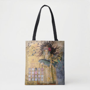 Bolsa Tote Peixes Mulher Vintage Gótico Clássico