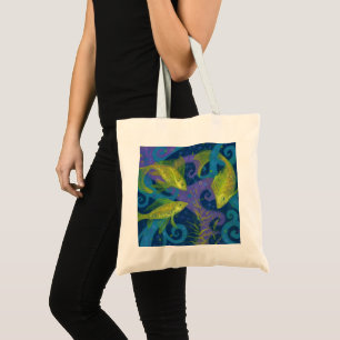 Bolsa Tote Peixes ouros pescam pintura submarina de arte anim
