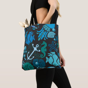 Bolsa Tote Peixes Submarinos e Conchas Marítimas