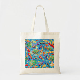 Bolsa Tote Peixes Tropicais - Pintura acrílica colorida