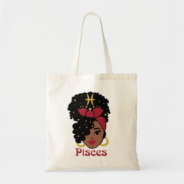 Bolsa Tote Peixes Zodiac da Mulher Negra (Frente)