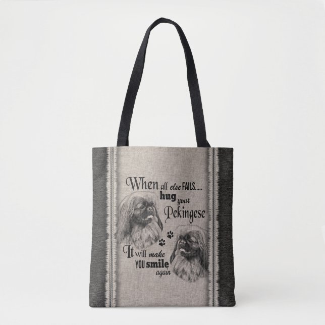 Bolsa Tote Pekingese art quando tudo falha aspas (Frente)
