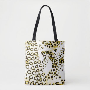 Bolsa Tote Pele de Cobra repetitiva. Estilo de Moda Amarela.