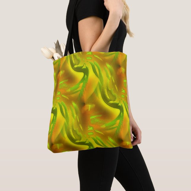 Bolsa Tote Pele de laranja verde digital com textura grossa a (Close Up)