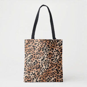 Bolsa Tote pele de leopardo. Design de na moda com leopardo