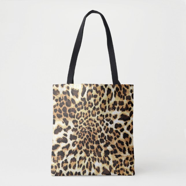 Bolsa Tote Pele-leopardo, design de padrão uniforme. (Frente)