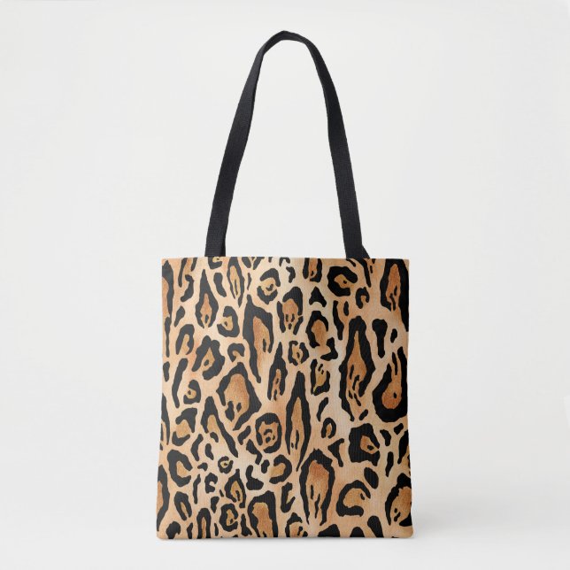 Bolsa Tote Pele-Leopardo: Padrão Sem-Olho Eterno (Frente)