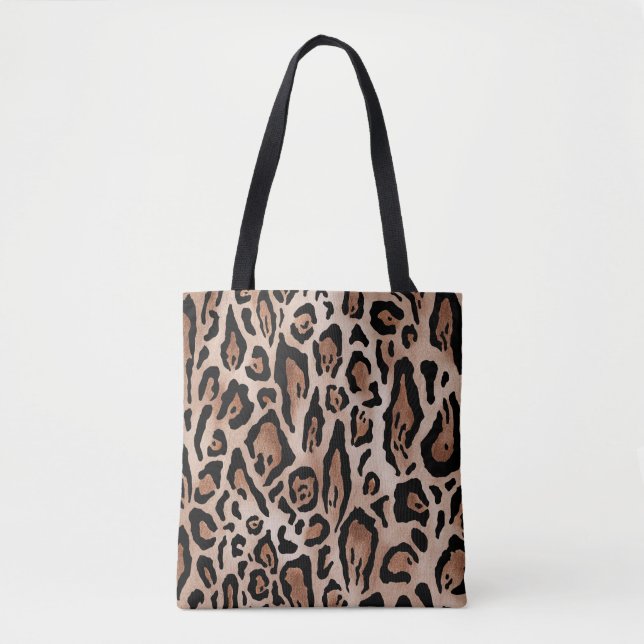 Bolsa Tote Pele-leopardo: padrão uniforme. (Frente)