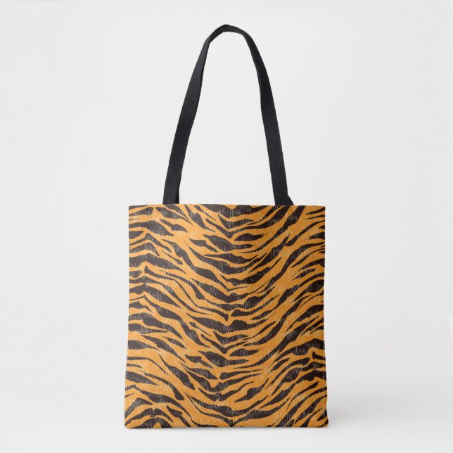 Bolsa Tote Peles com pelo, pele de tigre, padrão de pele anim (Frente)