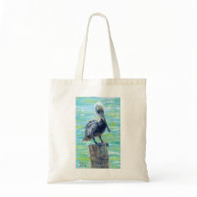 "Pelican on a Pole" Tote Bag