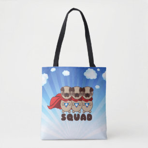Bolsa Tote Pelotão do Pug com fundo