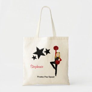 Bolsa Tote Pelotão louro de Pom em preto & no vermelho