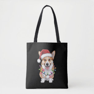 Bolsa Tote Pembroke Welsh Corgi Papais noeis Luzes de Árvore 