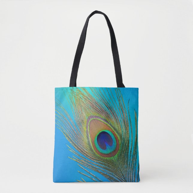 Bolsa Tote Pena da Cauda do Pavão (Frente)