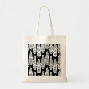 Bolsa Tote Penas boho: padrão preto e branco