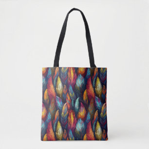 Bolsa Tote Penas Coloridas Vibrantes