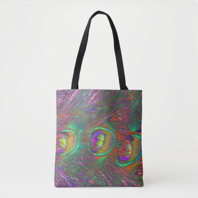Bolsa Tote Penas de Natal Tinsel Peacock (Frente)