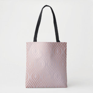 Bolsa Tote penas de pavão de ouro-rosa, vindimagem