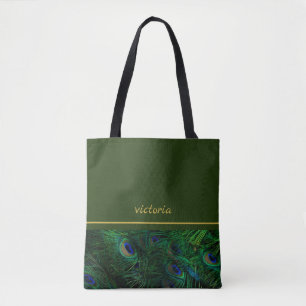 Bolsa Tote Penas de Peacock Chic Monogramadas