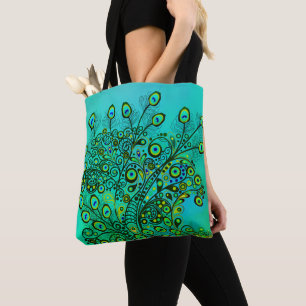 Bolsa Tote Penas de Peacock de Groovy Trippy