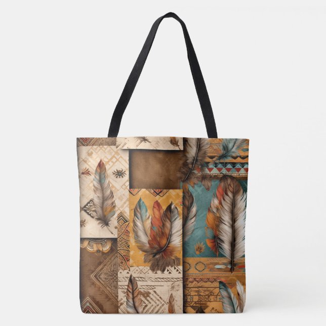 Bolsa Tote Penas Tribais Aztec Sudoeste (Frente)