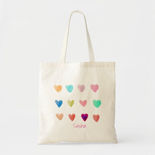 Bolsa Tote Pencil Crayon Hearts Tote Bag (Frente)