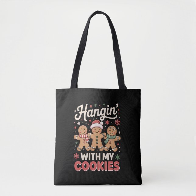 Bolsa Tote Pendurado Com Meus Biscoitos Gingerbread Natal Pro (Frente)