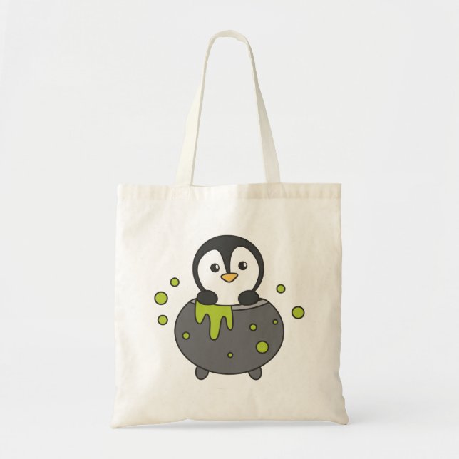 Bolsa Tote Penguin Happy Halloween Cauldron Bat Tote Bag (Frente)
