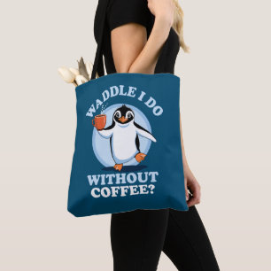 Bolsa Tote Penguin Pun Mão I Sem Café