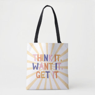 Bolsa Tote Pense Nisso, Queira-O, Obtenha Uma Citação Motivac