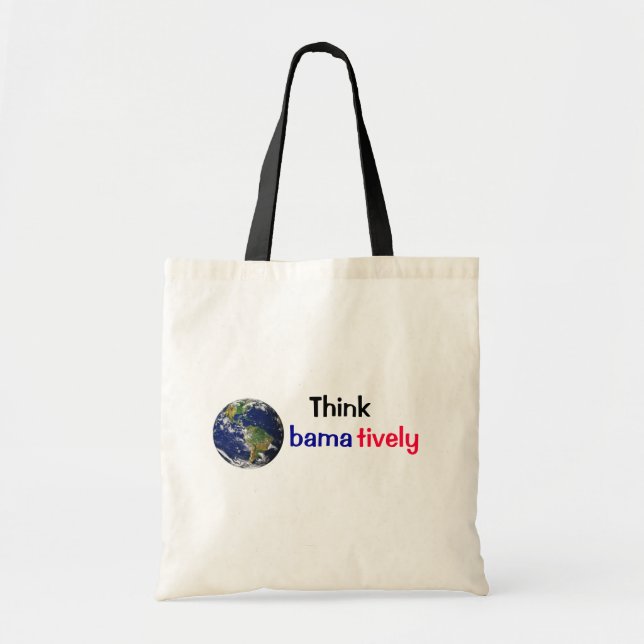 Bolsa Tote Pense Obamatively_world, preto, azul, vermelho (Frente)