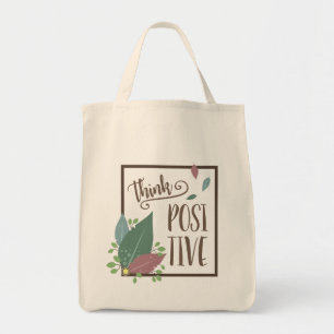 Bolsa Tote Pense sacola de compras com pena de motivação posi