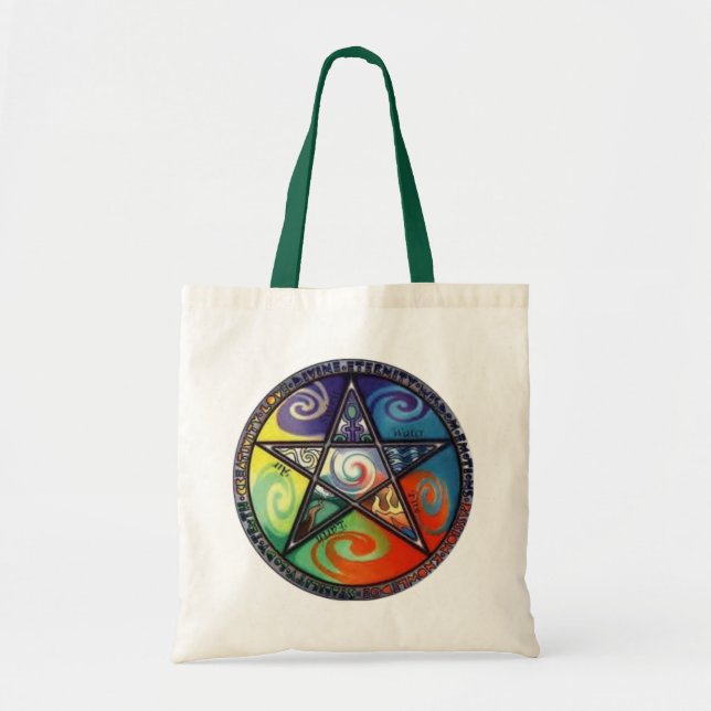 Bolsa Tote Pentagram de Wiccan (Frente)